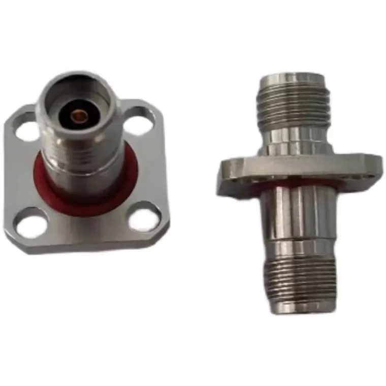 Gerader 2,92 mm weiblicher 4-Loch-Flansch-HF-Koaxialkabelstecker aus Edelstahl für Gore Cxn3506-Koaxialkabel